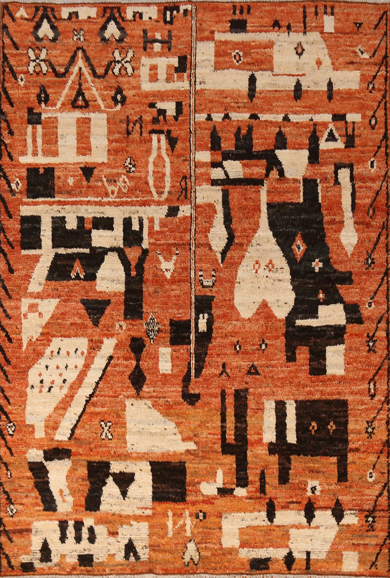 Orange Geometric Moroccan Oriental Area Rug 6x8