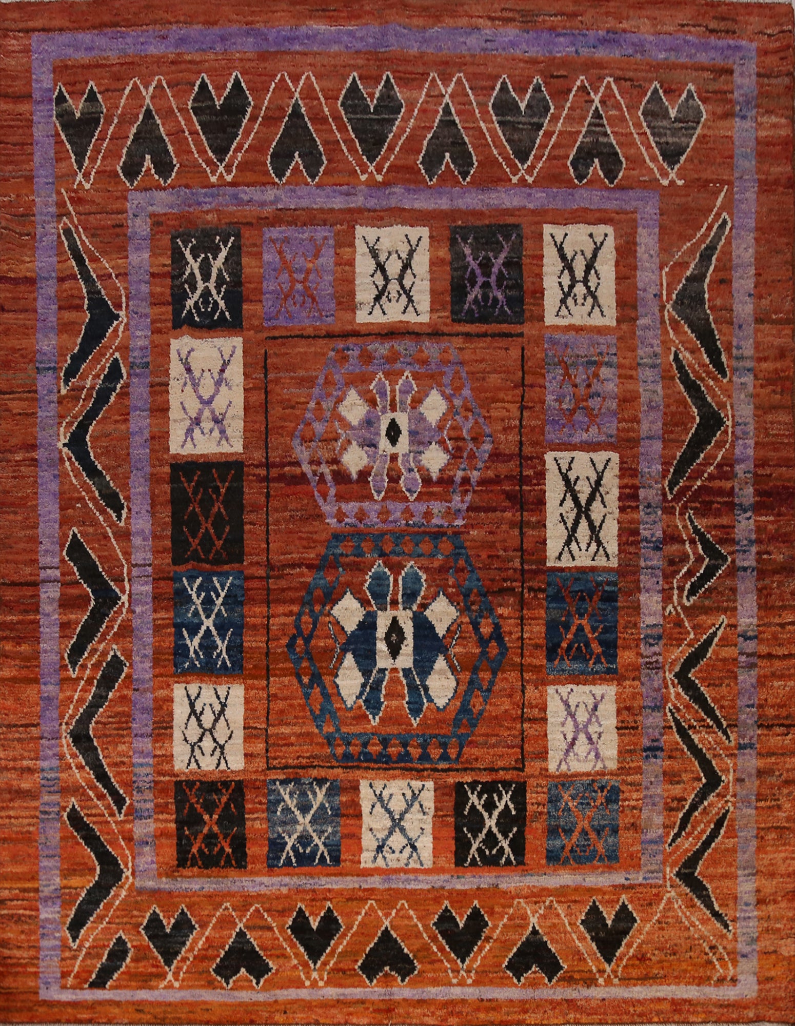 Orange Geometric Moroccan Oriental Area Rug 8x10