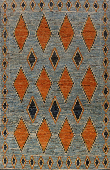 Blue Geometric Moroccan Oriental Area Rug 7x10