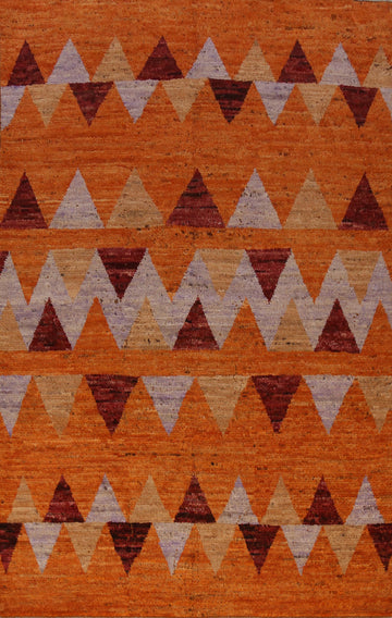 Orange Geometric Moroccan Oriental Area Rug 6x10