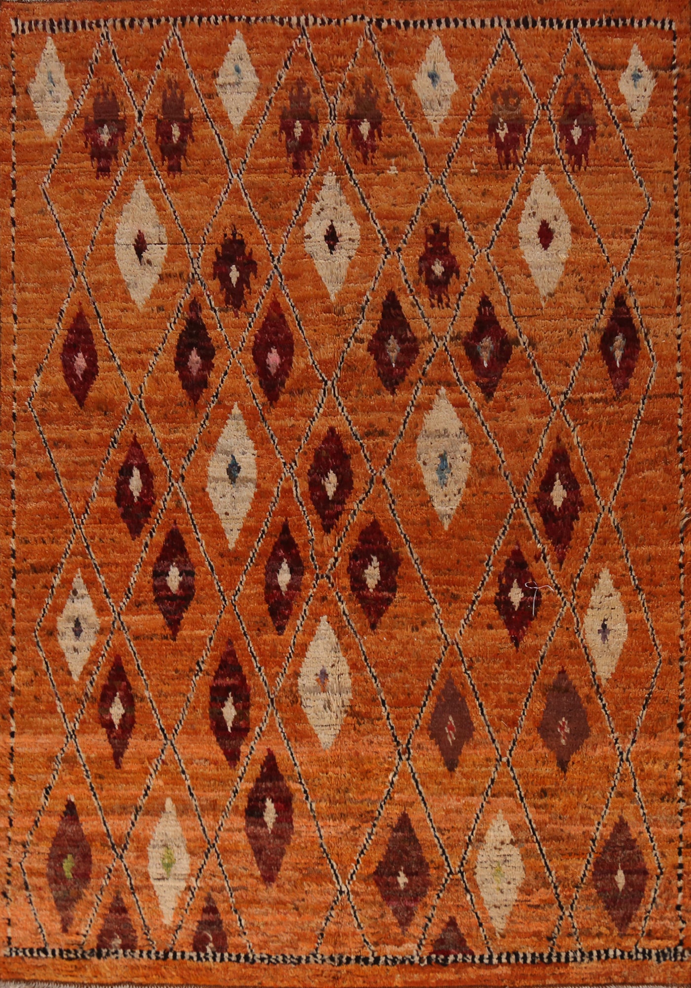 Handmade Orange Moroccan Oriental Area Rug 6x8