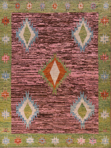 Pink Geometric Moroccan Oriental Area Rug 9x12