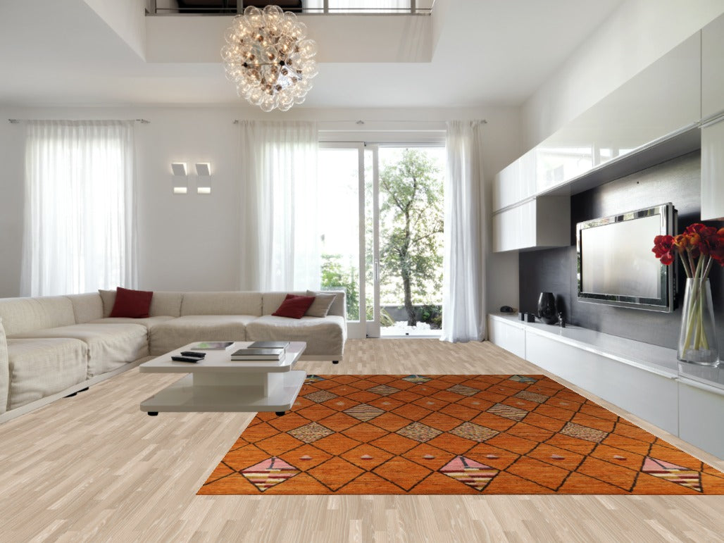 All-Over Trellis Wool Moroccan Oriental Large Rug 10x14