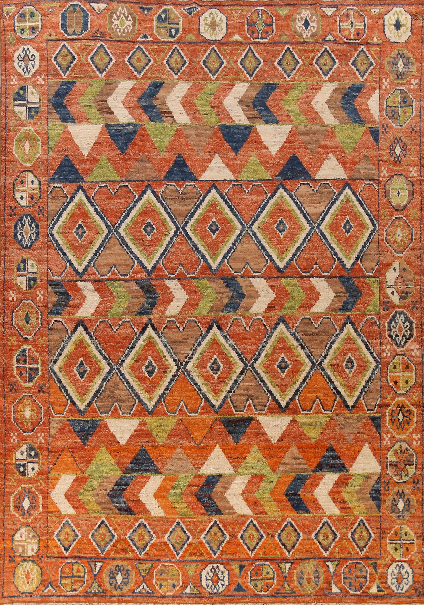 Orange Geometric Moroccan Oriental Large Rug 10x14