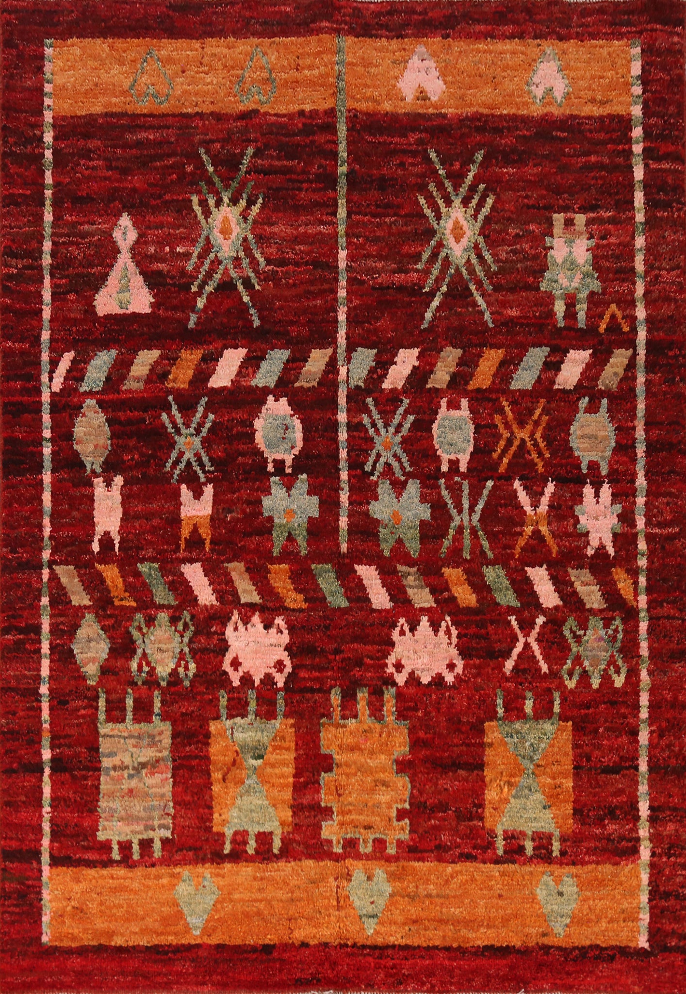Red Geometric Moroccan Oriental Area Rug 6x8