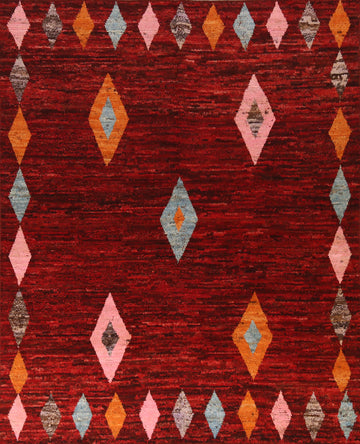 Red Wool Moroccan Oriental Area Rug 8x10