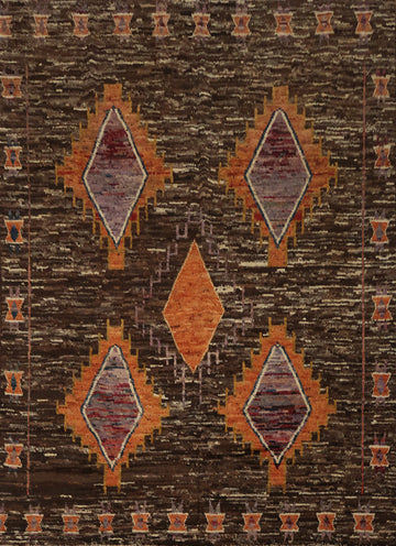 Bohemian Moroccan Area Rug 8x10 with Earthy Tones and Warm Designs