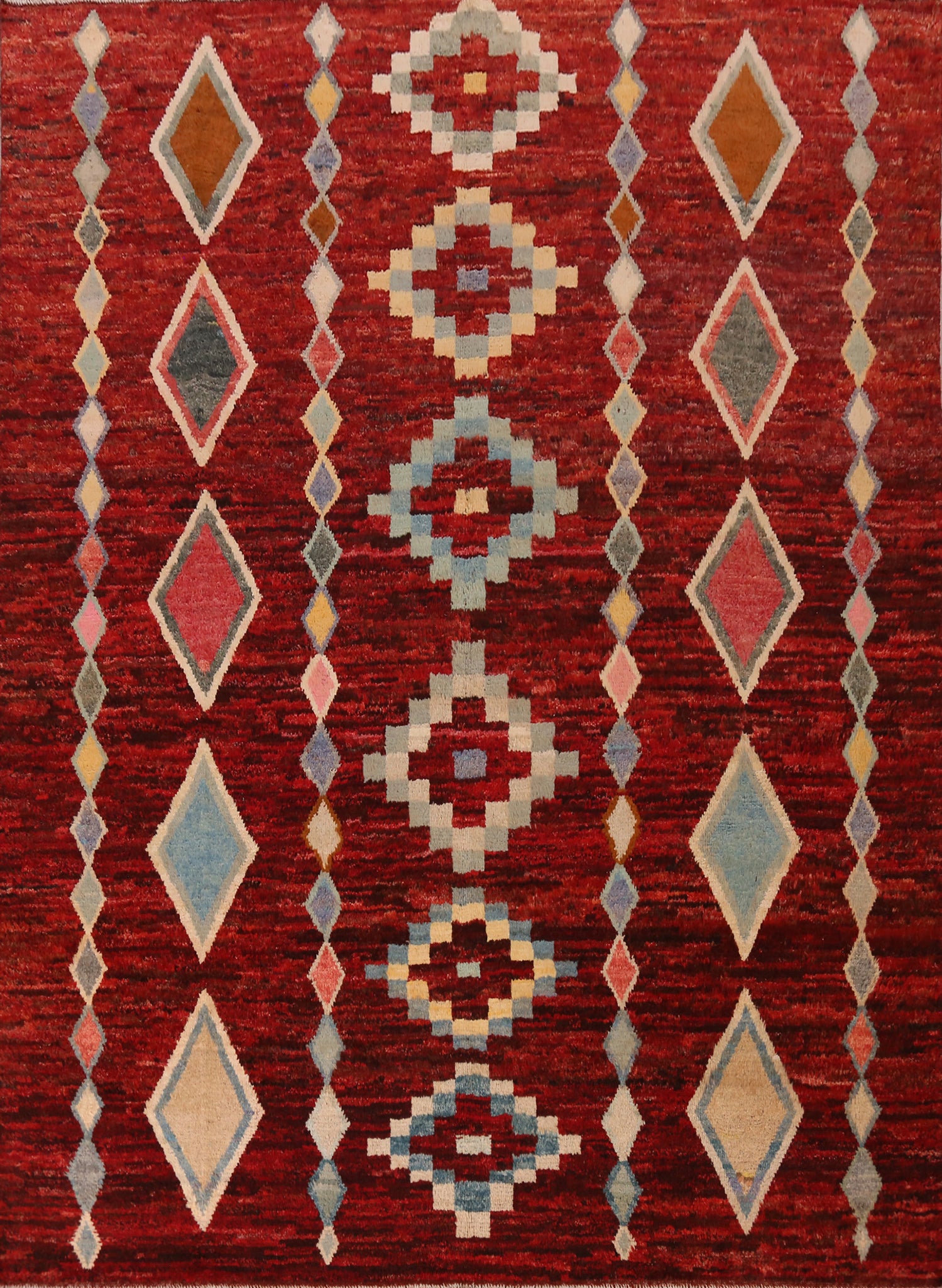Red Geometric Moroccan Oriental Area Rug 8x10