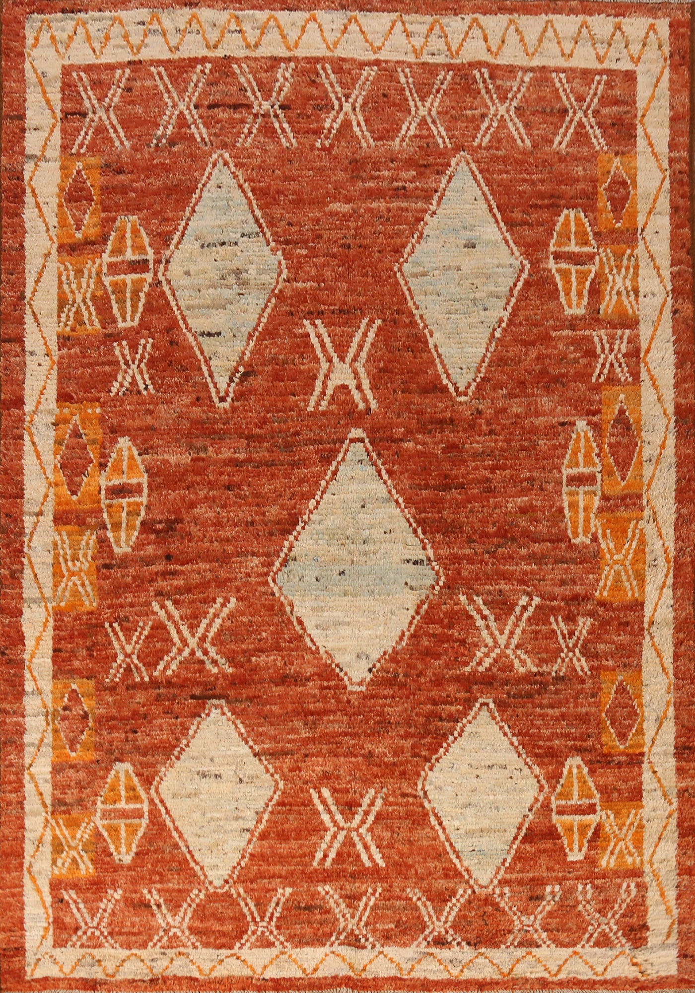 Orange Geometric Moroccan Oriental Area Rug 6x9