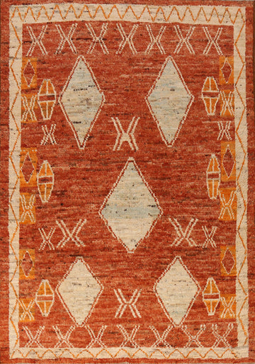 Orange Geometric Moroccan Oriental Area Rug 6x9