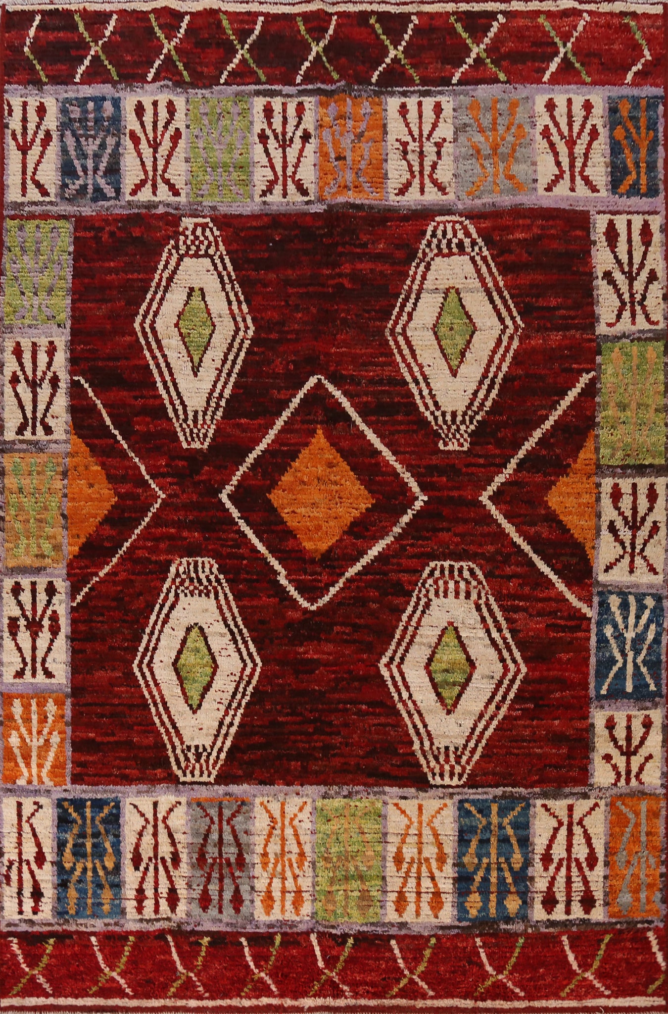 Red Geometric Moroccan Oriental Area Rug 7x10