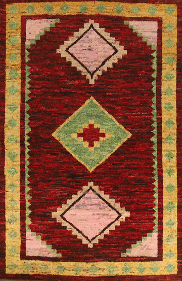 Geometric Red Moroccan Oriental Area Rug 7x10