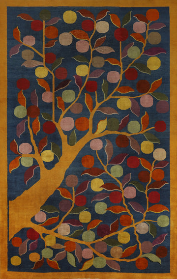Antique Vegetable Dye Art Deco Chinese Area Rug 7x11