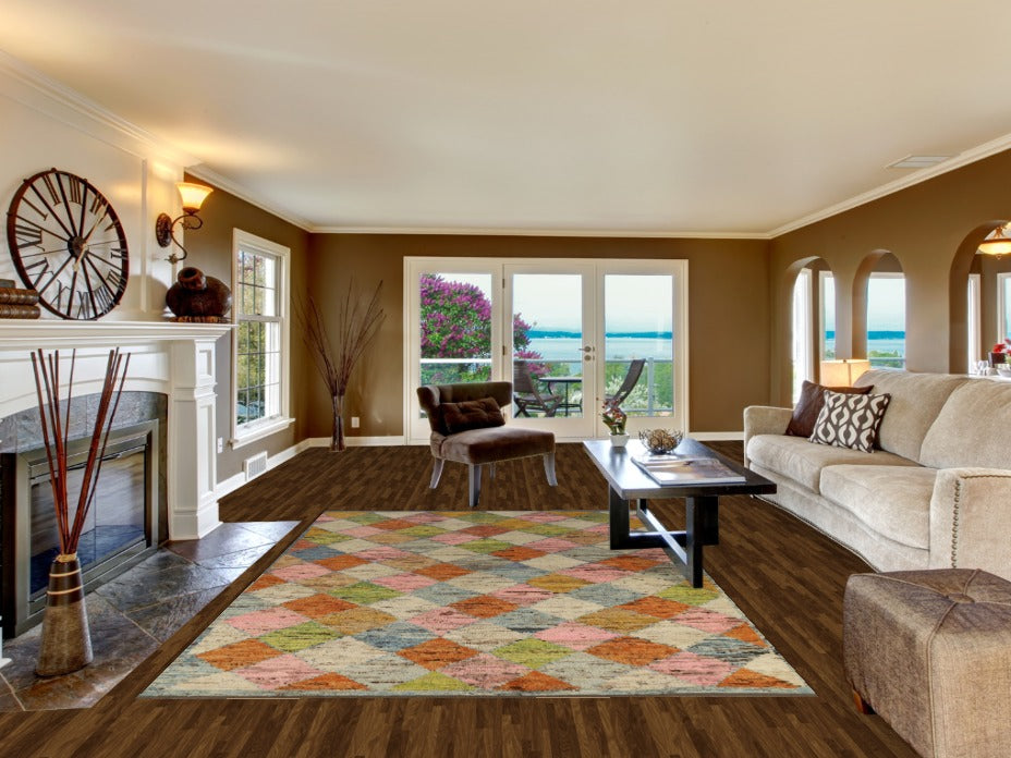 All-Over Trellis Wool Moroccan Oriental Area Rug 7x10
