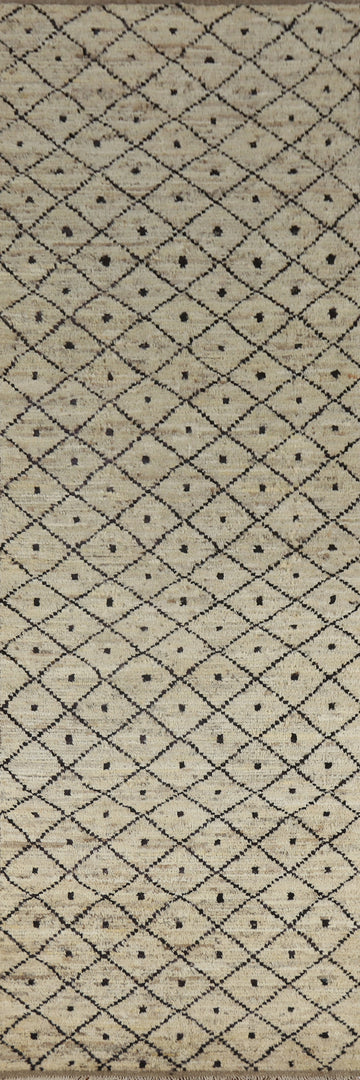 Trellis Wool Moroccan Oriental Runner Rug 4x13
