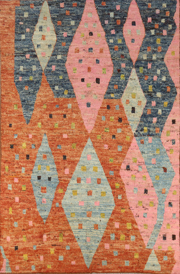 Geometric Wool Moroccan Oriental Area Rug 7x10