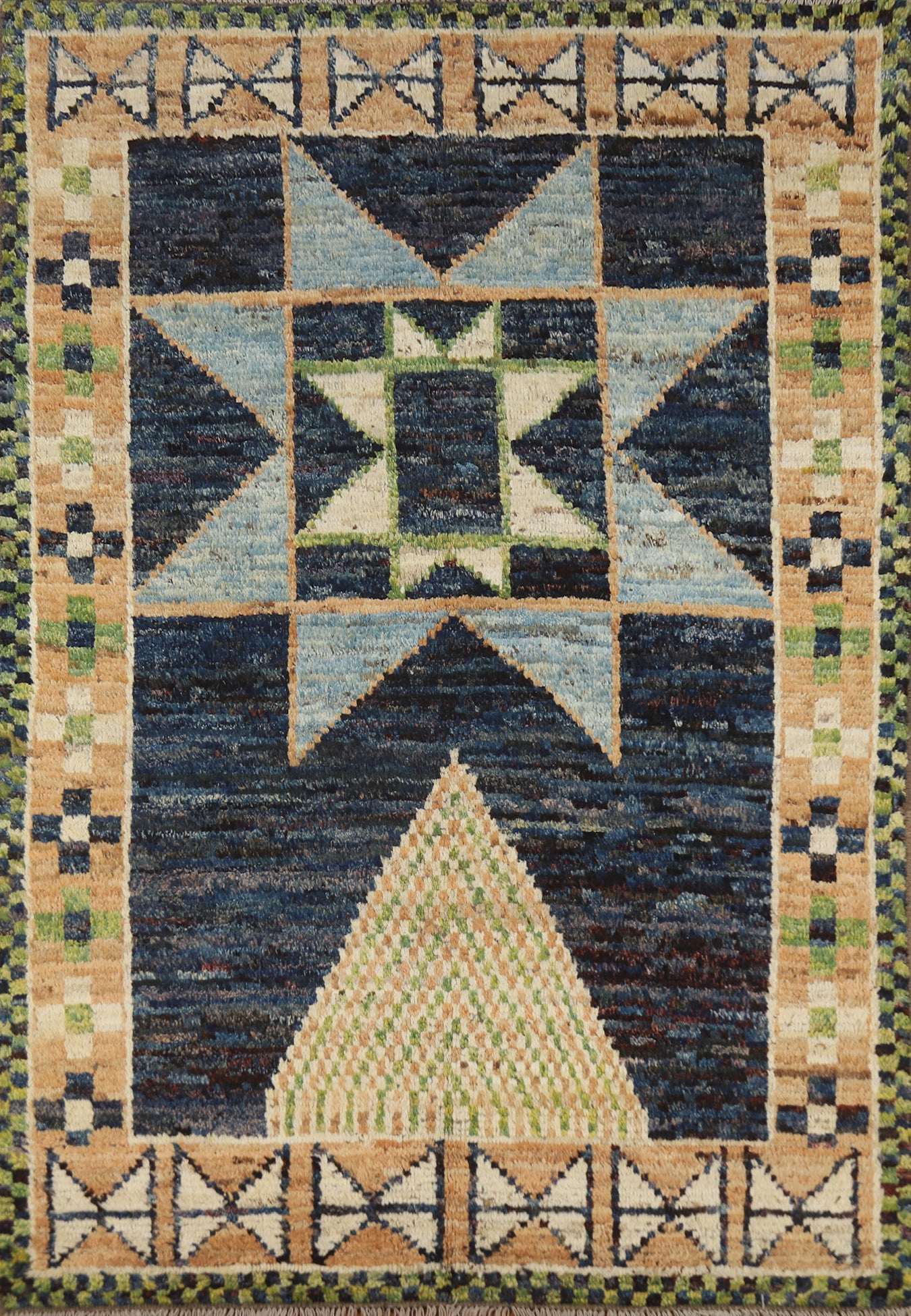 Geometric Blue Moroccan Oriental Rug 5x7