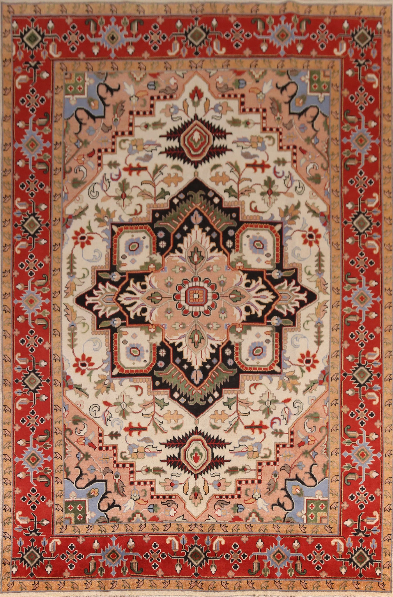 Medallion Wool Heriz Serapi Indian Large Rug 10x14