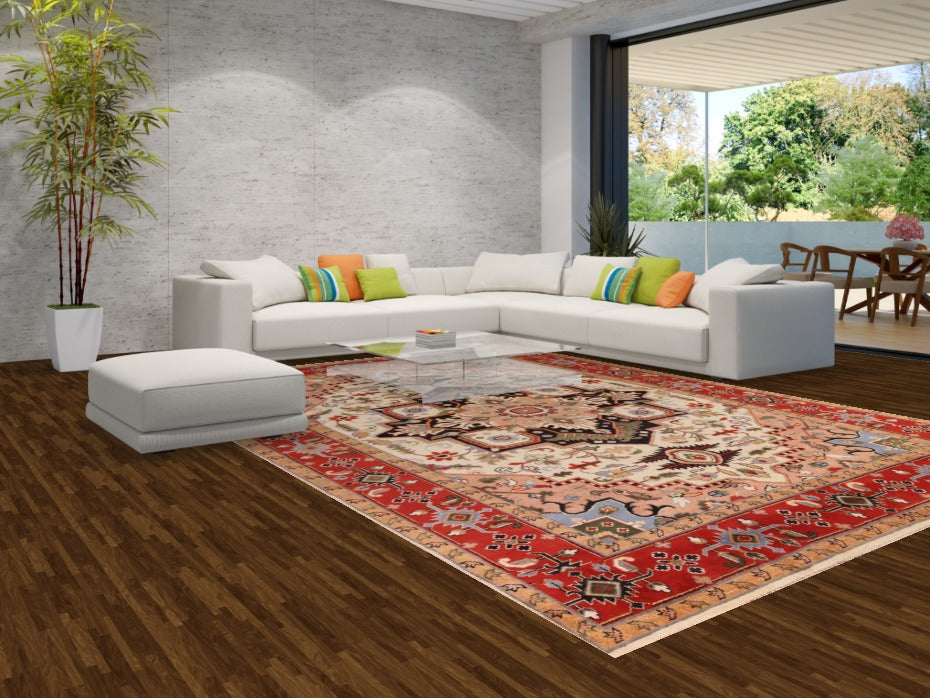 Medallion Wool Heriz Serapi Indian Large Rug 10x14