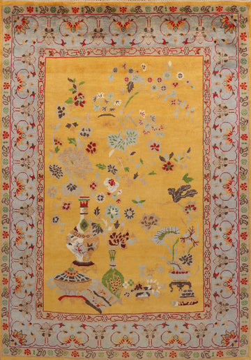 Floral Wool Yellow Heriz Serapi Indian Area Rug 8x10