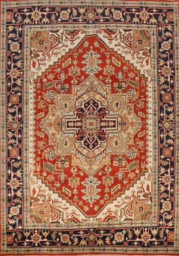 Geometric Wool Heriz Serapi Indian Area Rug 8x10