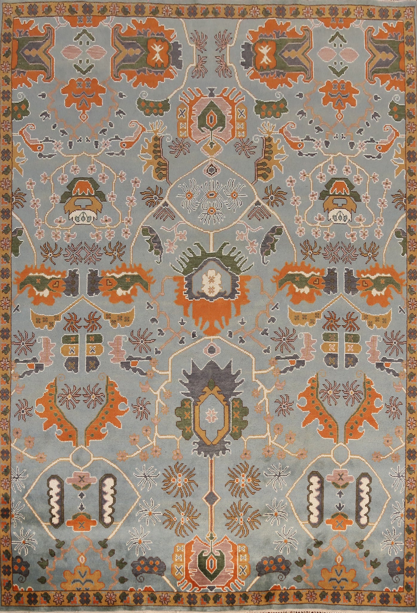 Blue Floral Heriz Serapi Indian Area Rug 9x12