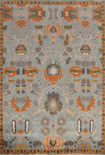 Blue Floral Heriz Serapi Indian Area Rug 9x12