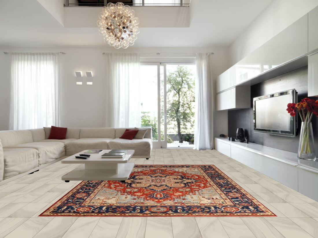 Geometric Heriz Serapi Indian Large Rug 10x14