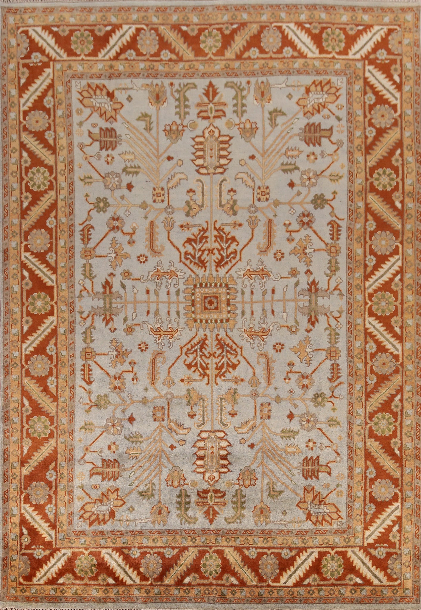 Light Blue Handmade Heriz Serapi Indian Area Rug 9x12