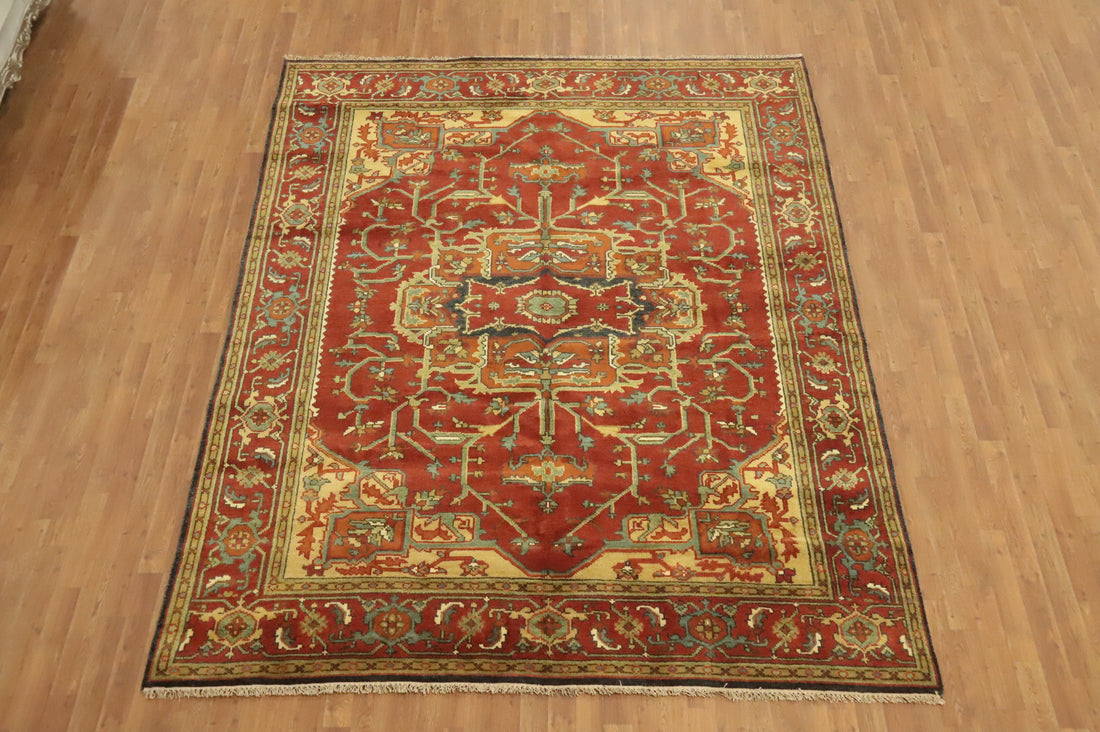 Medallion Wool Heriz Serapi Indian Area Rug 8x10