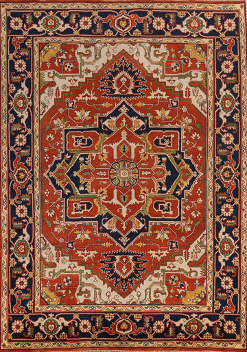 Orange Geometric Heriz Serapi Indian Area Rug 9x12
