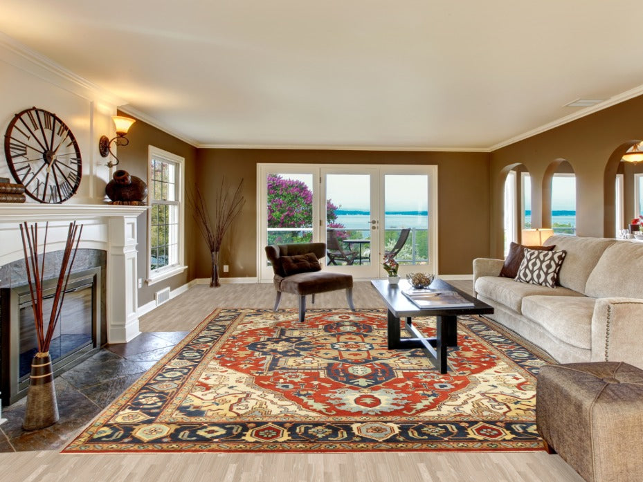 Medallion Heriz Serapi Indian Large Rug 10x14