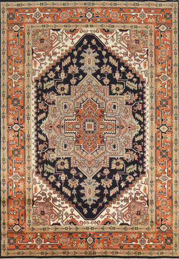 Dark Blue Heriz Serapi Indian Area Rug 9x12