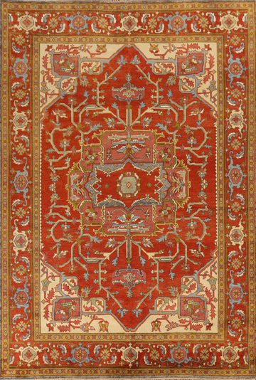 Medallion Wool Heriz Serapi Indian Area Rug 9x12