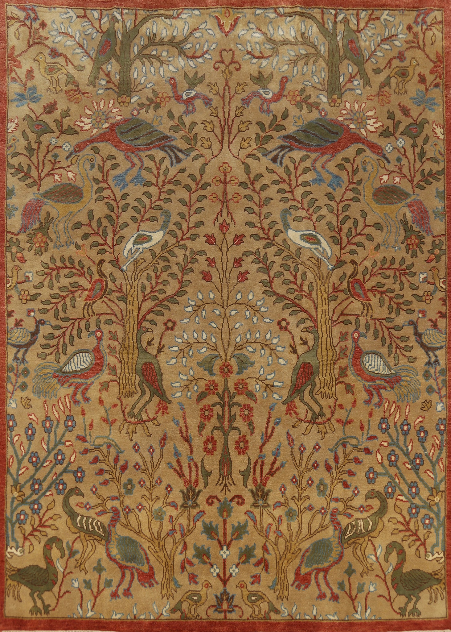 Light Brown Animals Wool Ziegler Oriental Area Rug 8x10
