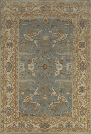 Blue Handmade Oushak Indian Area Rug 6x9