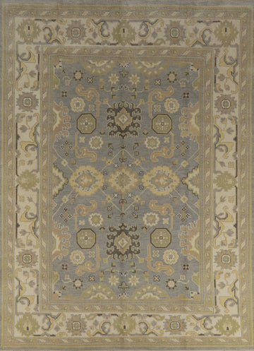 Silver Gray Wool Oushak Indian Area Rug 8x10