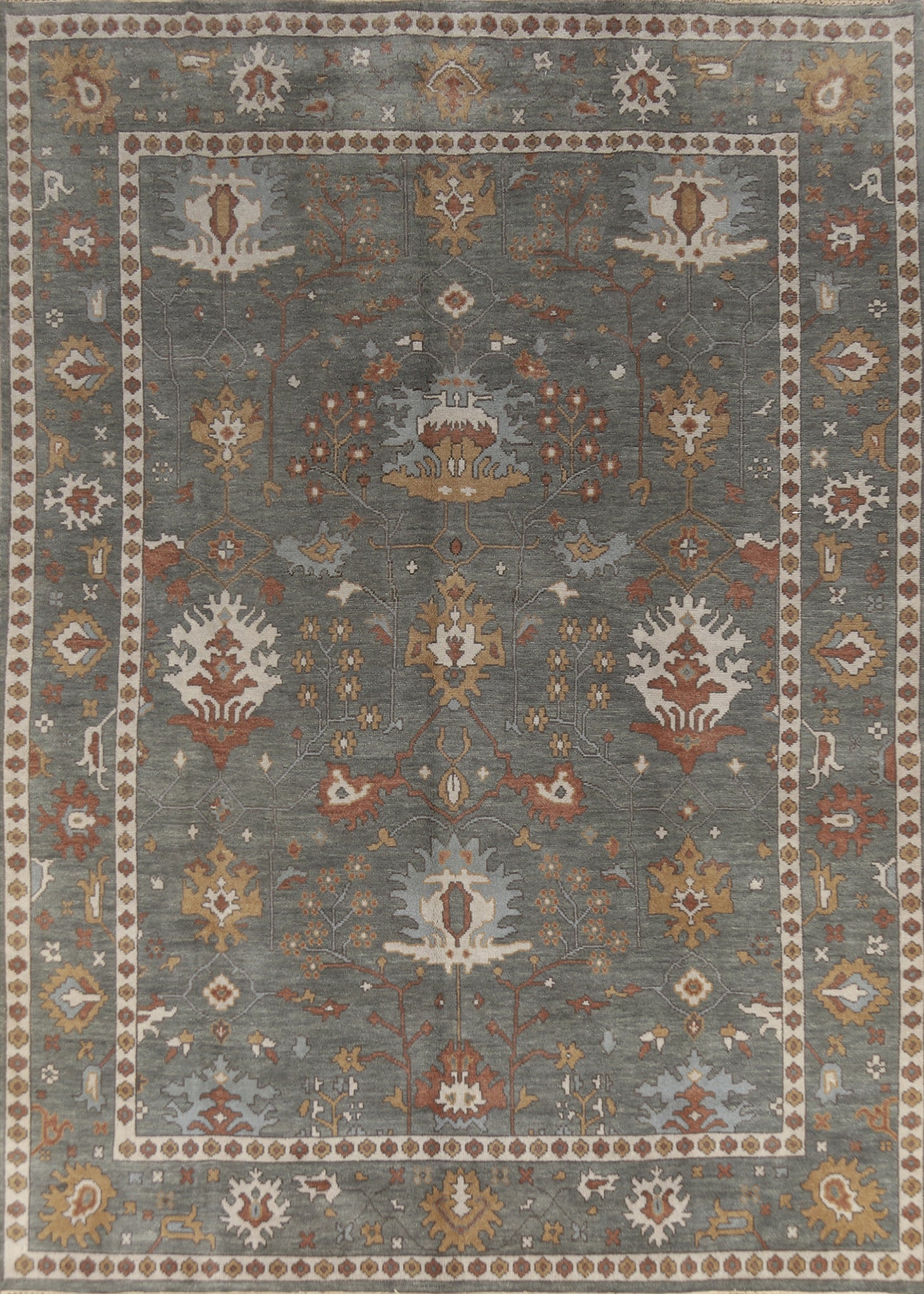 Handmade Gray Oushak Indian Area Rug 9x12