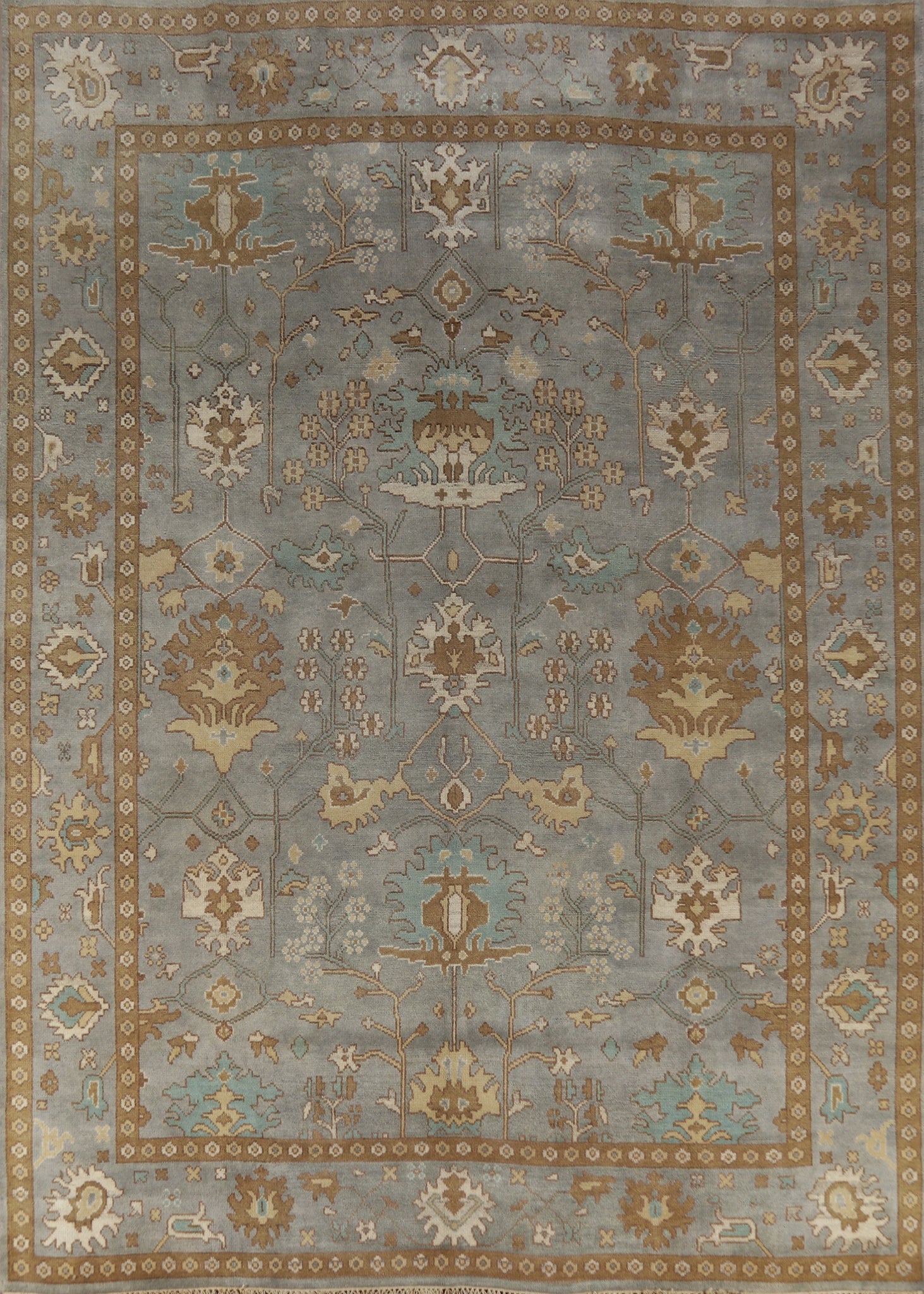 All-Over Blue Oushak Indian Area Rug 9x12