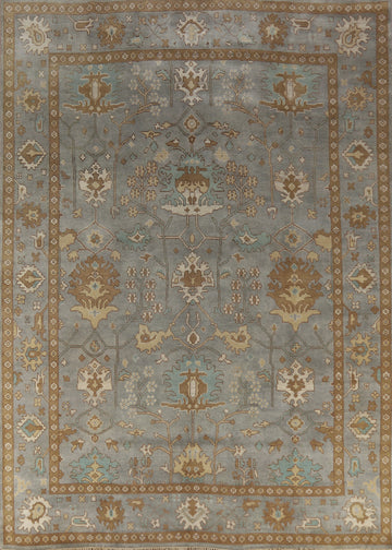 All-Over Blue Oushak Indian Area Rug 9x12