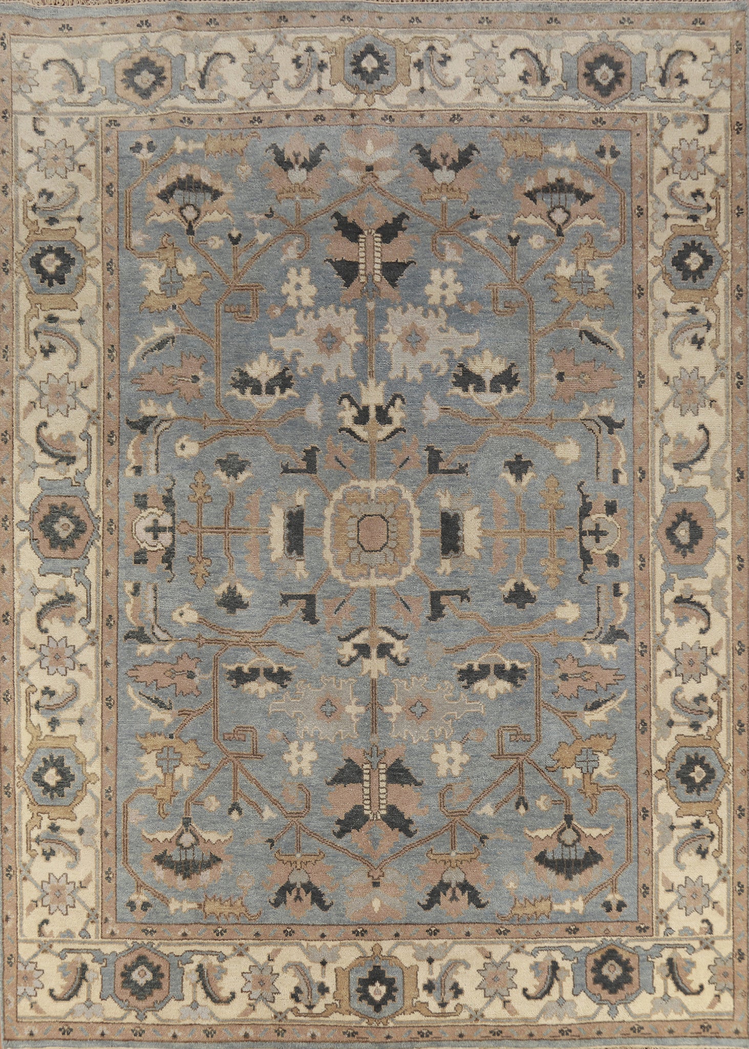 Light Blue Floral Oushak Indian Area Rug 9x12