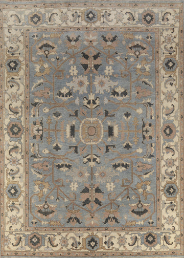 Light Blue Floral Oushak Indian Area Rug 9x12