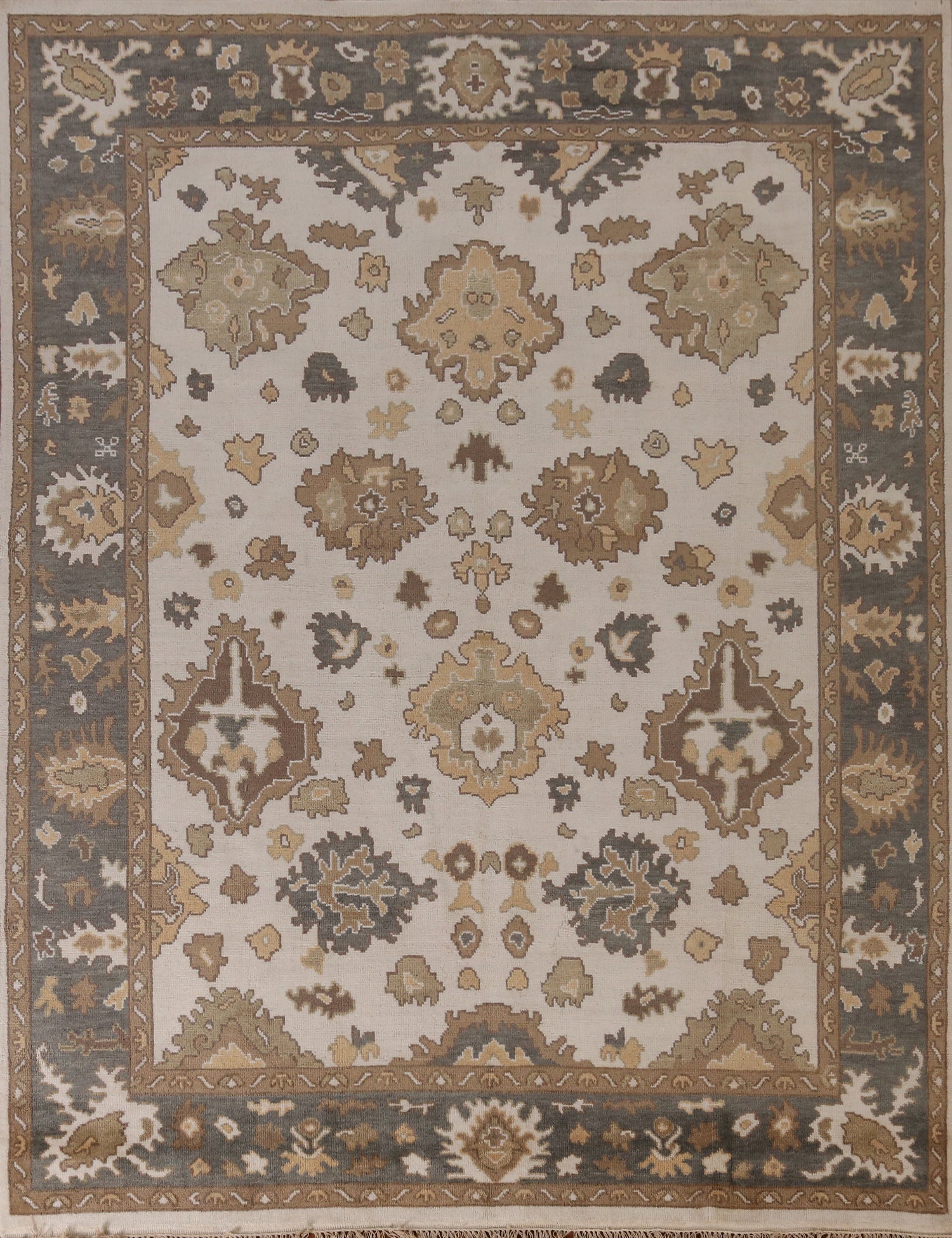 Ivory Wool Handmade Oushak Indian Area Rug 8x10