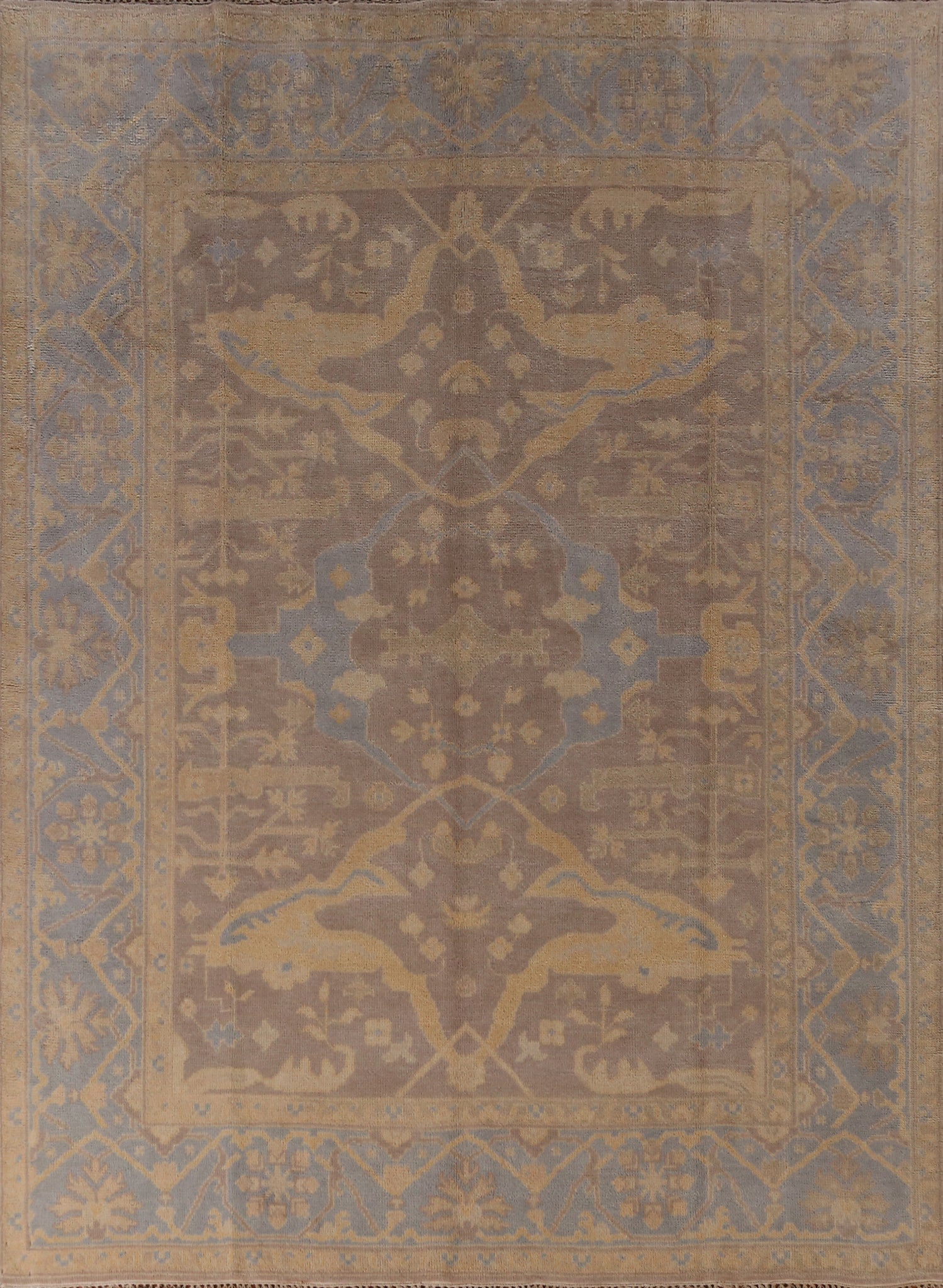 Earth Tone Brown Wool Oushak Indian Area Rug 8x10