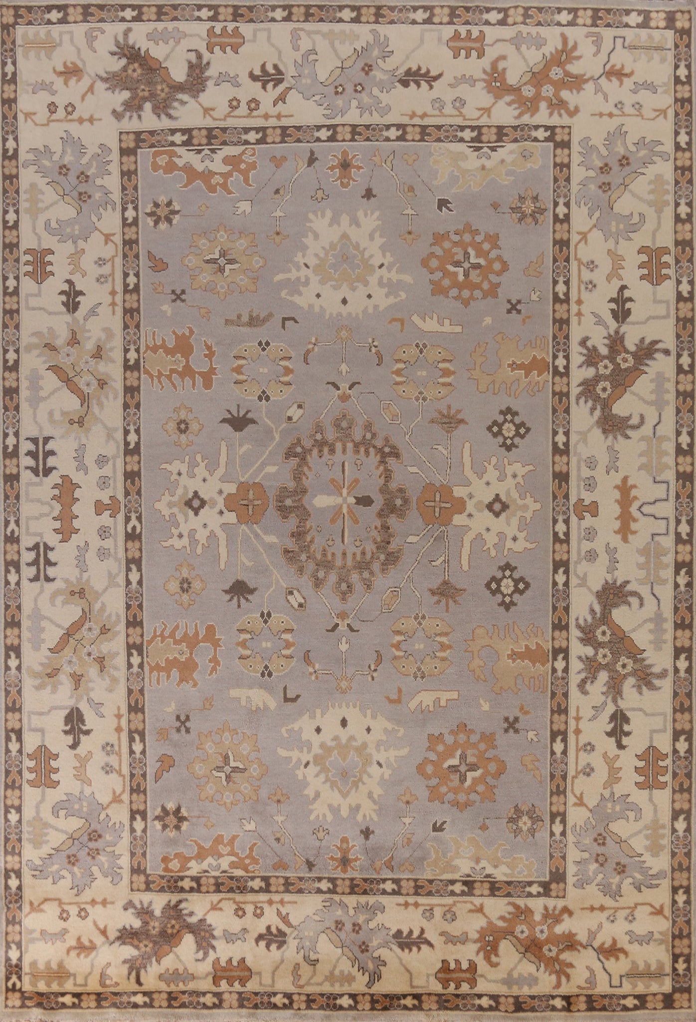 Handmade Gray Oushak Indian Large Rug 10x14