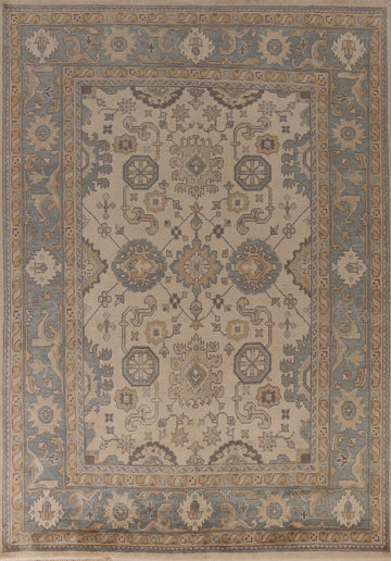 Earth Tone Geometric Oushak Indian Area Rug 9x12