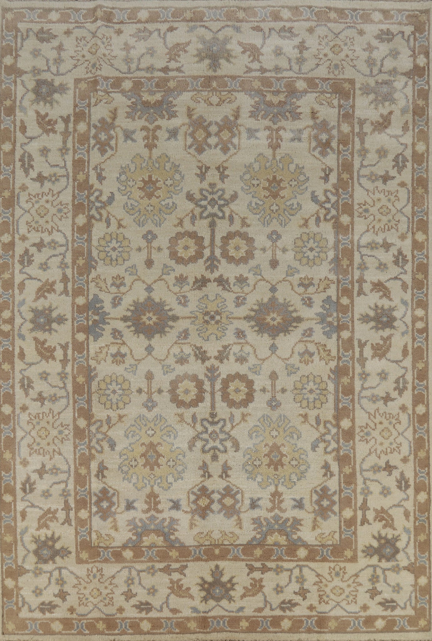 Earth Tone Wool Oushak Indian Area Rug 6x9