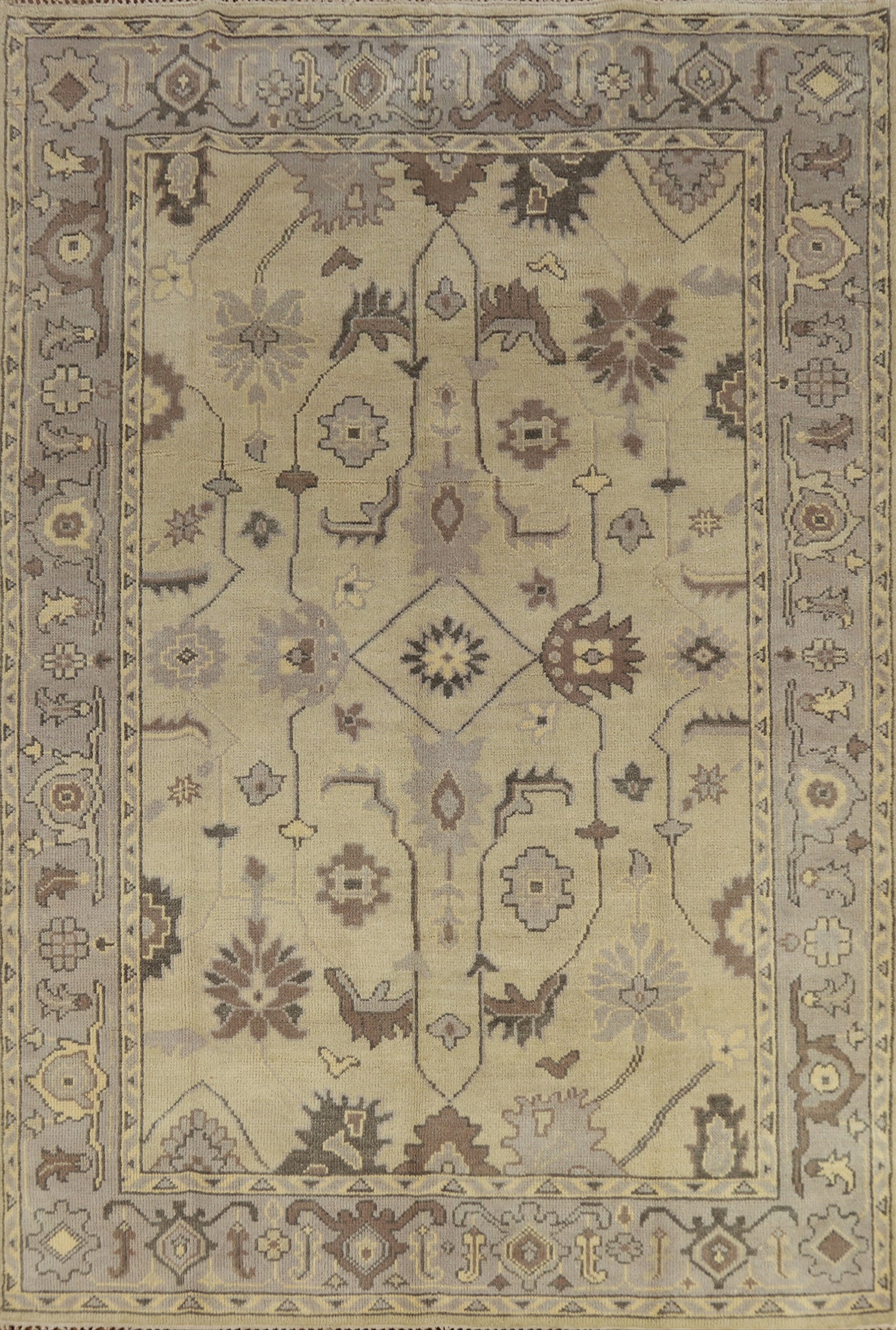 Earth Tone Wool Oushak Indian Area Rug 6x9