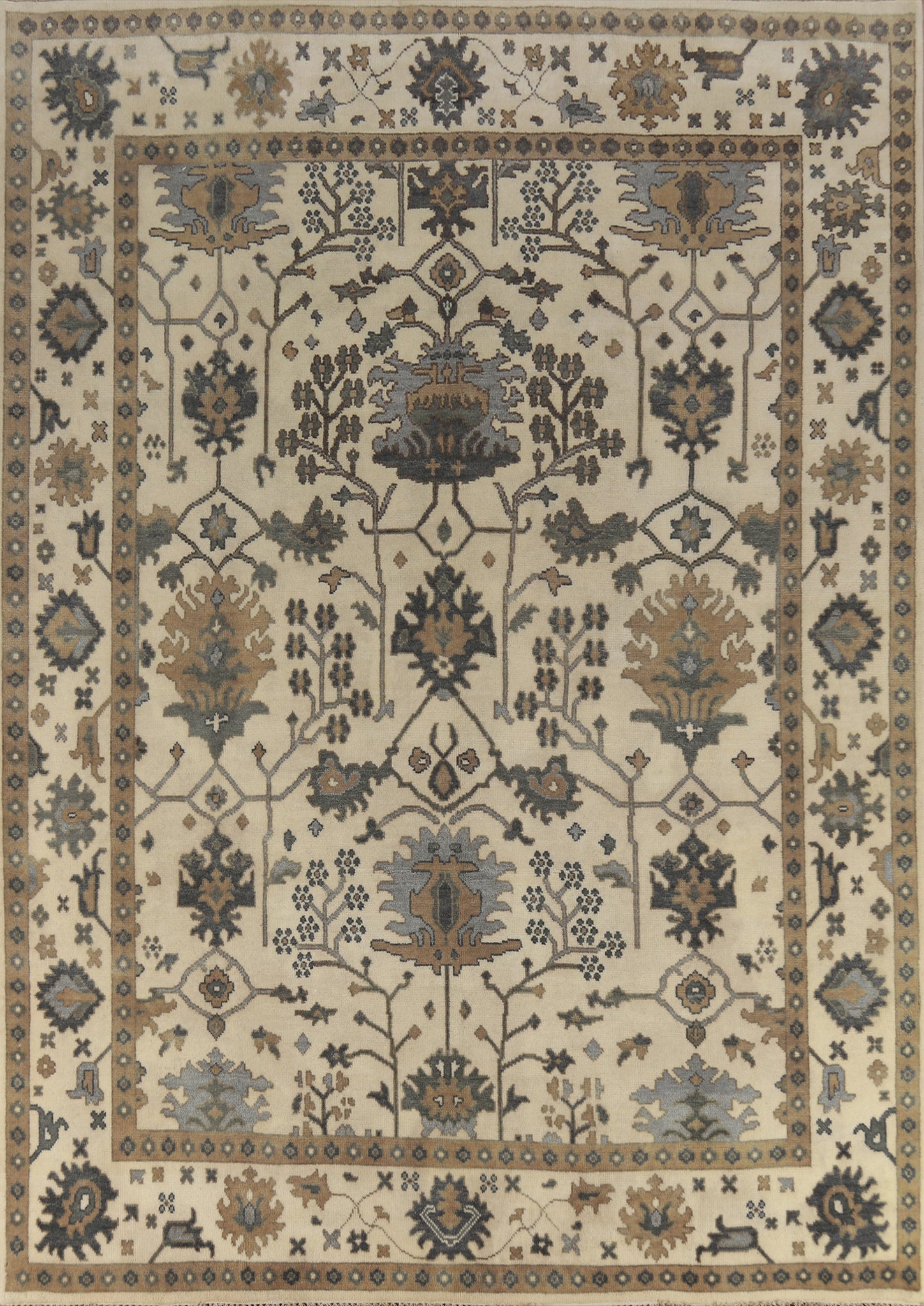 Earth Tone Wool Oushak Indian Area Rug 9x12