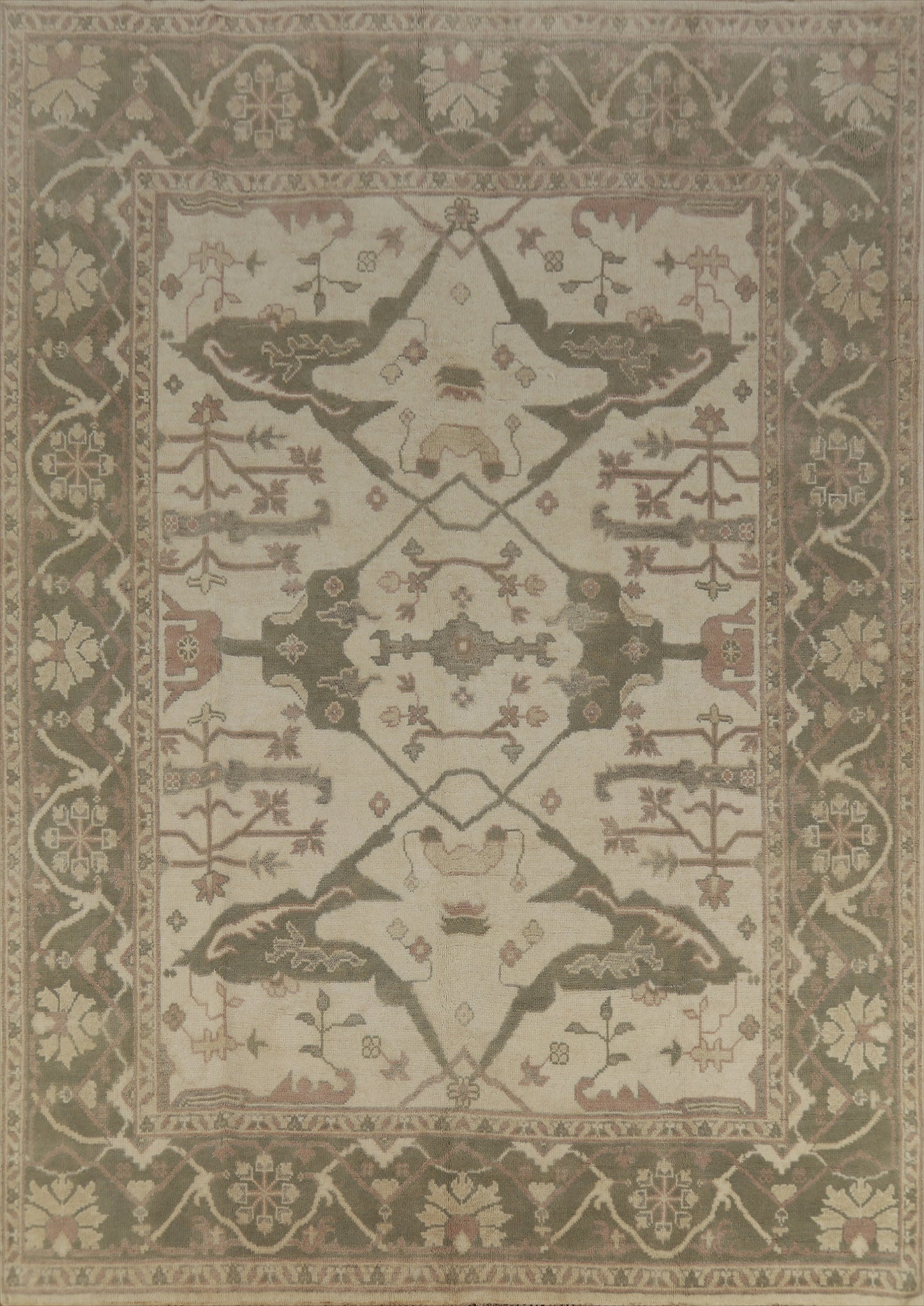 Earth Tone Wool Oushak Indian Area Rug 8x10